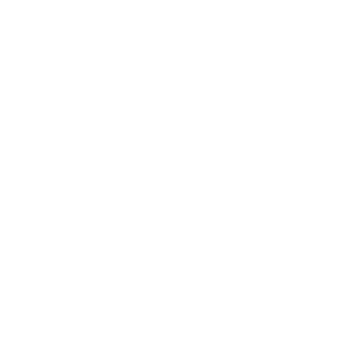 White flame icon on a black background.