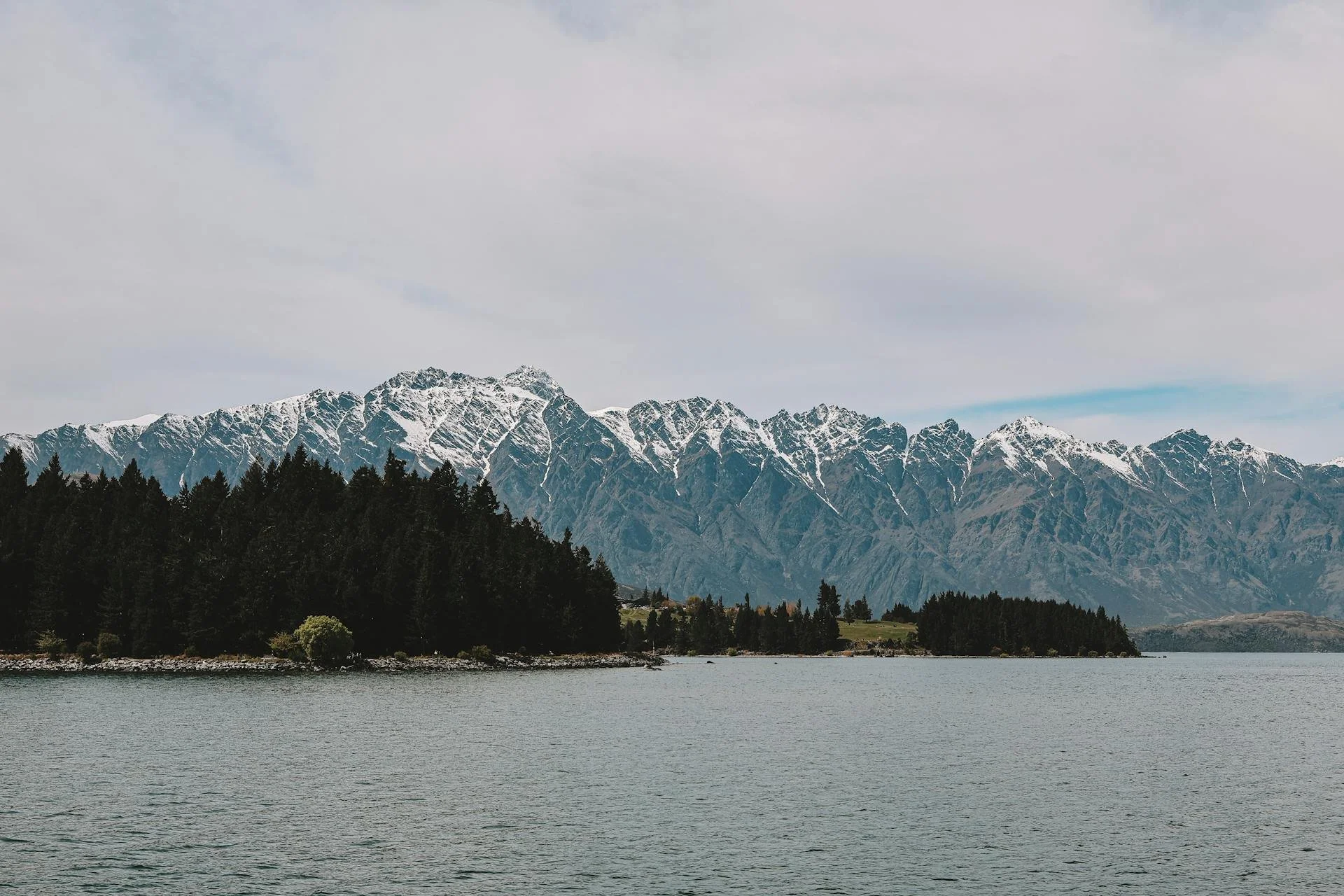 Lake Wakatipu with mountains in the background