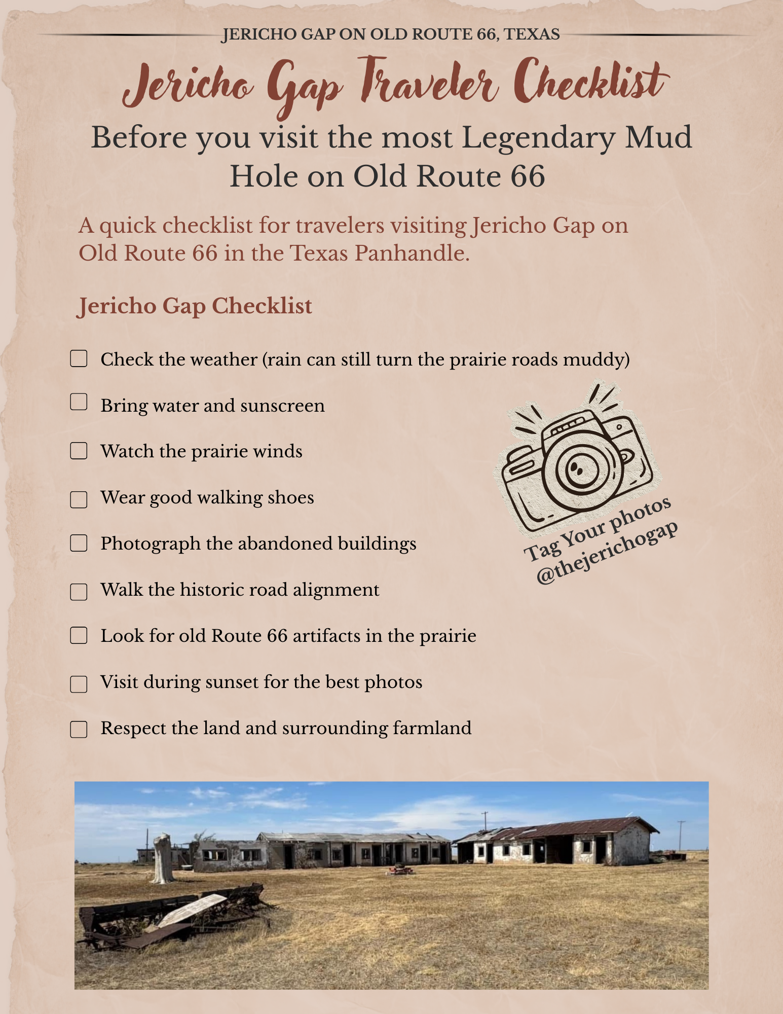 Jericho Gap Traveler Checklist (free download)