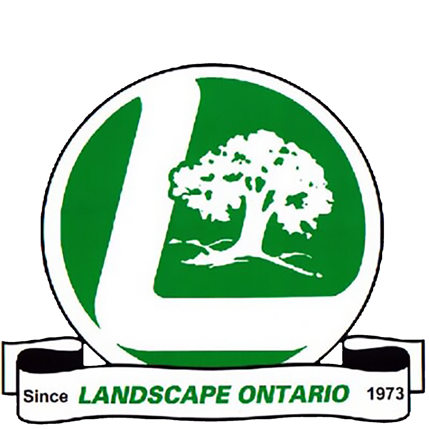 Green and white logo of Landscape Ontario featuring a tree and the text "Since 1973 LANDSCAPE ONTARIO".