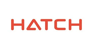 The word "HATCH" written in bold red letters with a stylized letter A