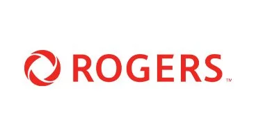 Rogers logo with a red circular symbol and the word 'ROGERS' in red capital letters