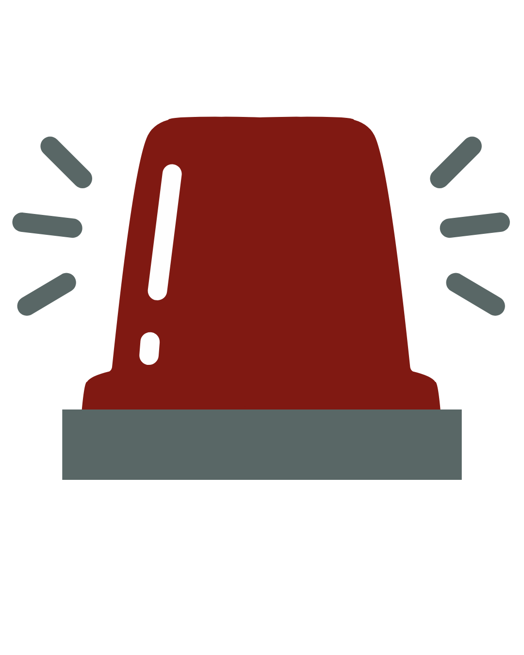 Red emergency siren light flashing.