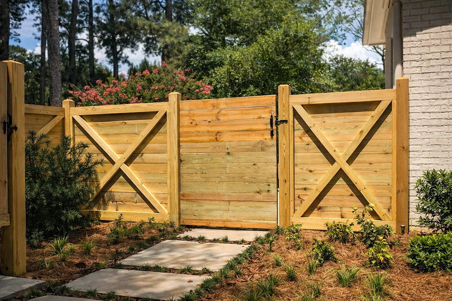 Custom wood privacy fence installed by local fence contractor in Auburn, Ga