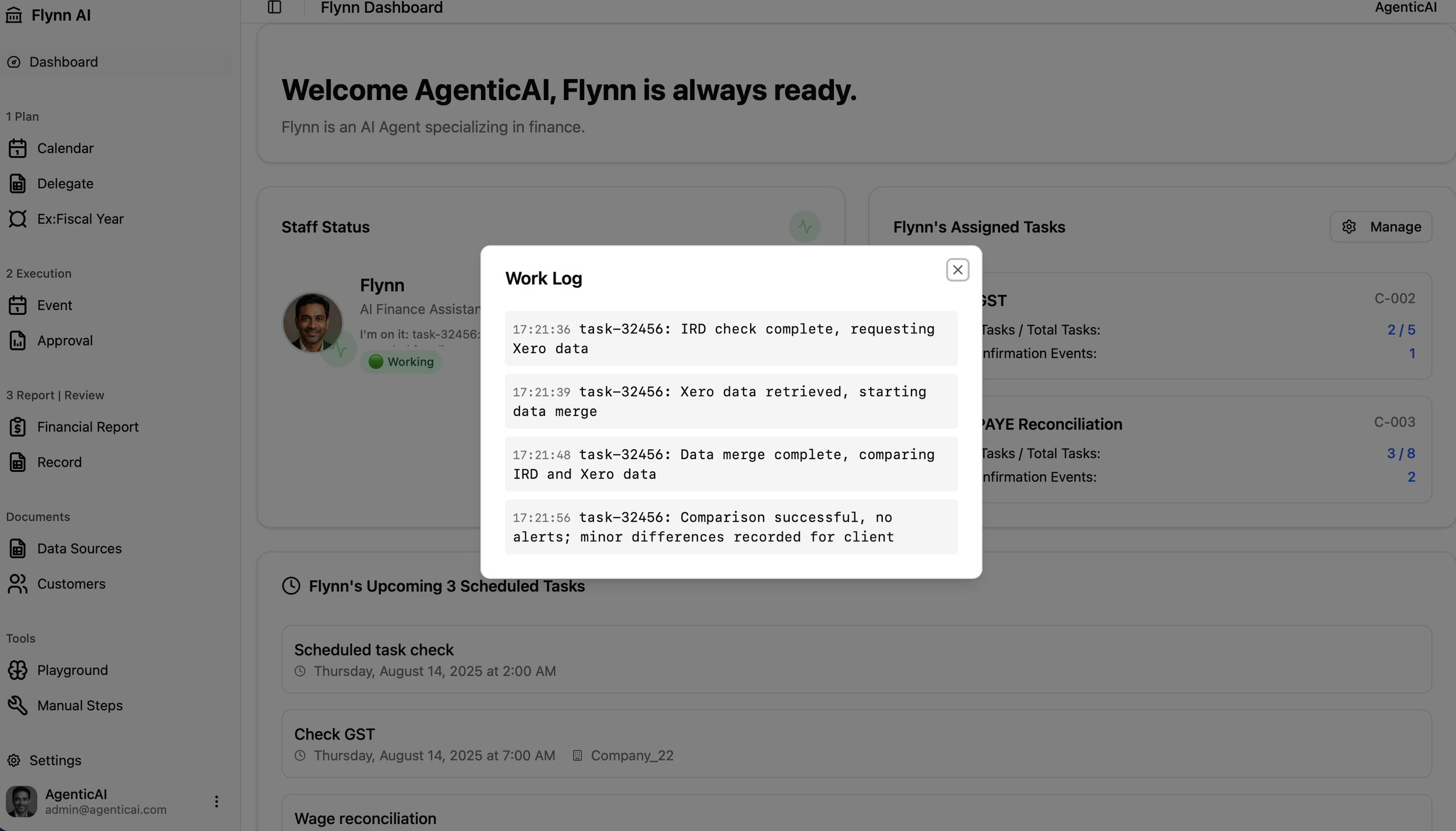 Flynns worklog ird check complete xero data retrieved data merge complete workbook updated