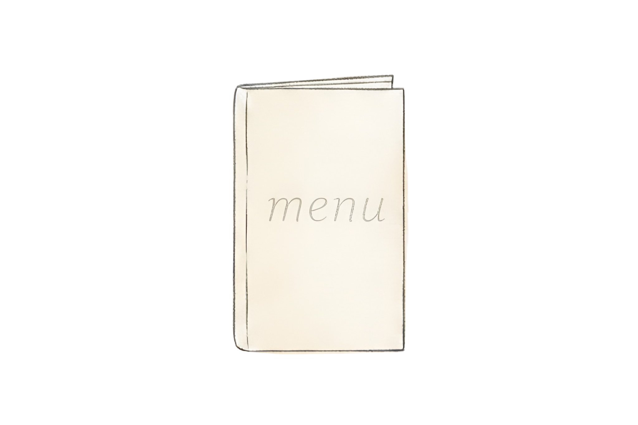 Minimalist line drawing of restaurant menu representing culinary research and dining curation for travelers