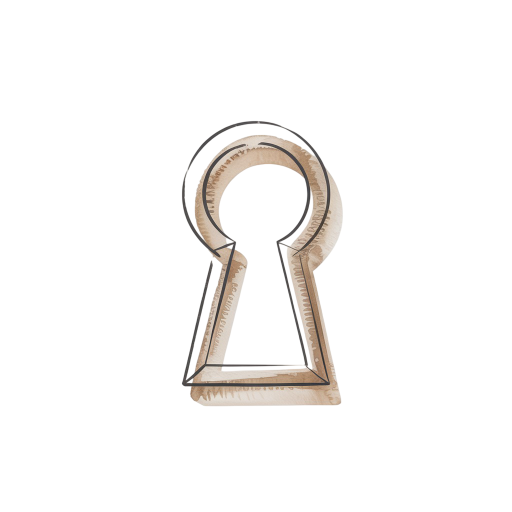 Minimalist line drawing of keyhole representing insider access and exclusive local knowledge