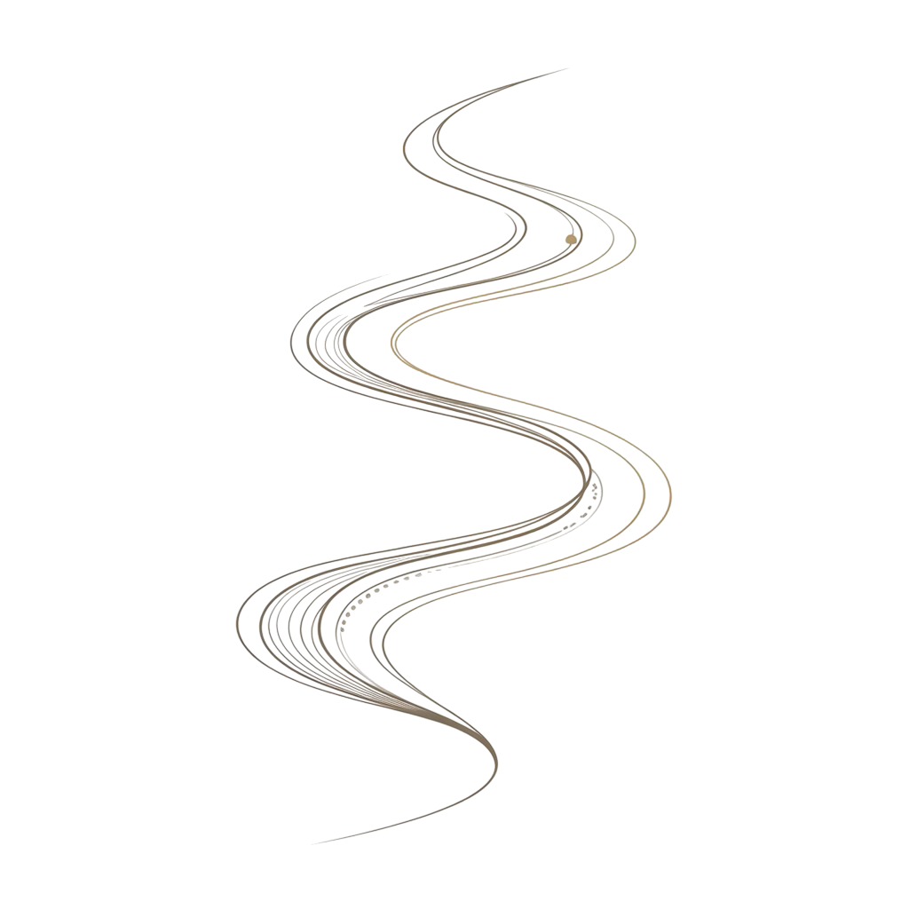 Minimalist line drawing of flowing path representing emotional pacing and intentional journey design