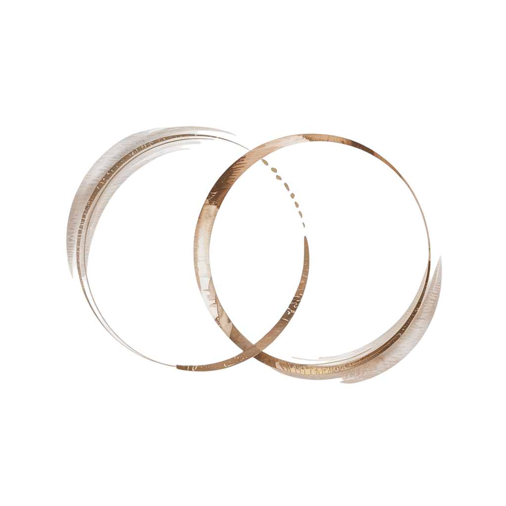 Minimalist line drawing of interlocking rings representing romantic intention and connection for couples