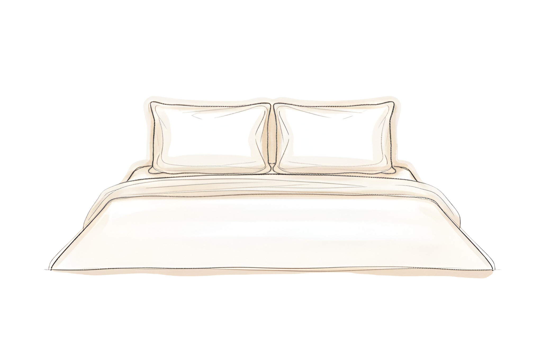 Minimalist line drawing of luxury hotel bed representing boutique accommodation research and curation