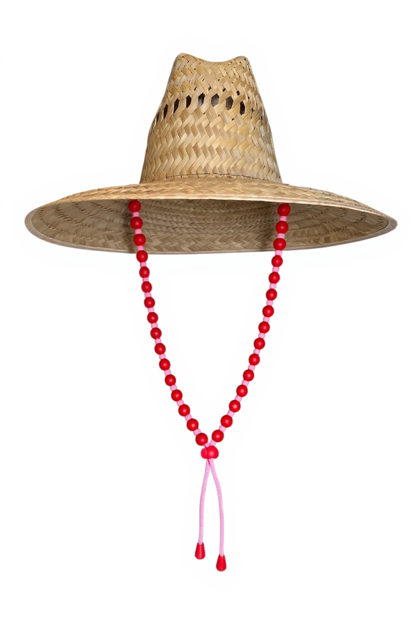 Beverly Hills Farm™ Red & Pink Beaded Sun Hat