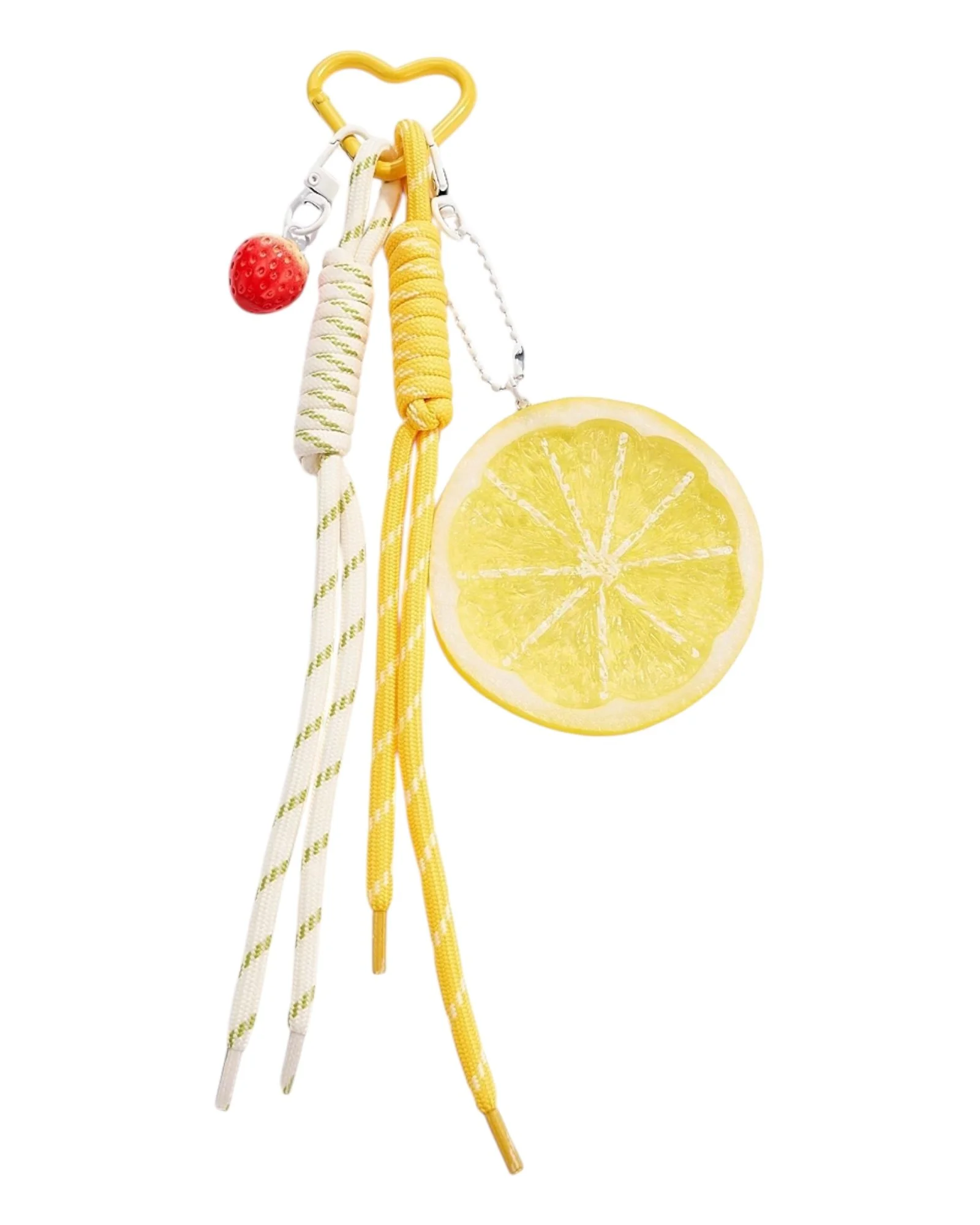 Yellow and White LEMON Bag Charm and Keychain