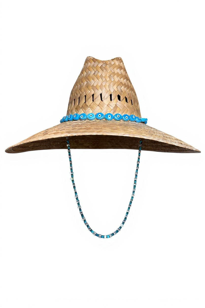 Beverly Hills Farm Evil Eye Beaded Sun Hat