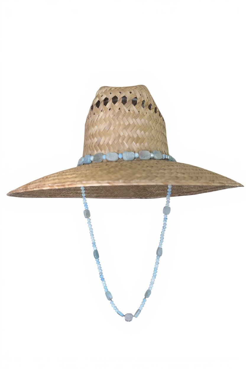 Beverly Hills Farm Aquamarine Beaded Sun Hat