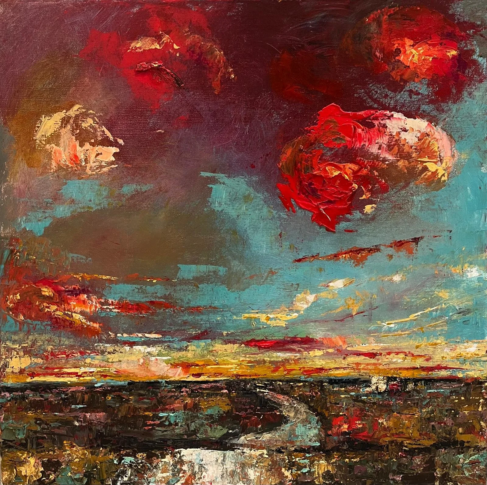 Rosso di sera - 2014 - Acrilico e cera carnauba su tela. cm 60 x 60. Collezione privata