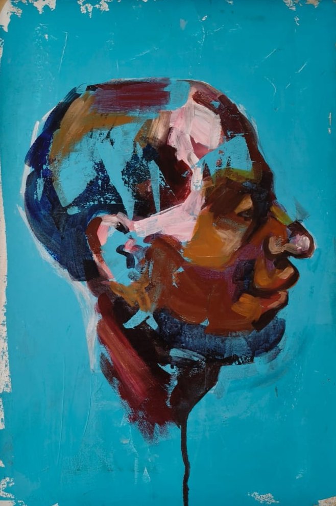 Migrante - 2017 - Ciclo Migranti - Acrilico su legno. cm 70 x 40. Collezione privata