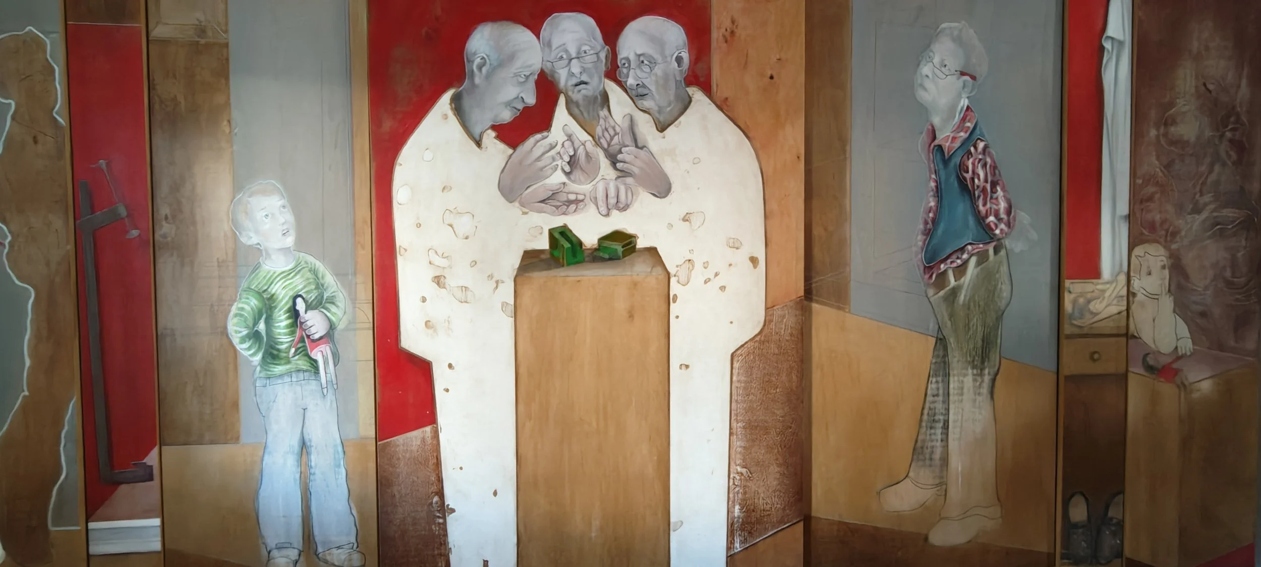 Allegoria di famiglia - 2010 - Acrilico su legno. cm 200 x 500. Collezione privata