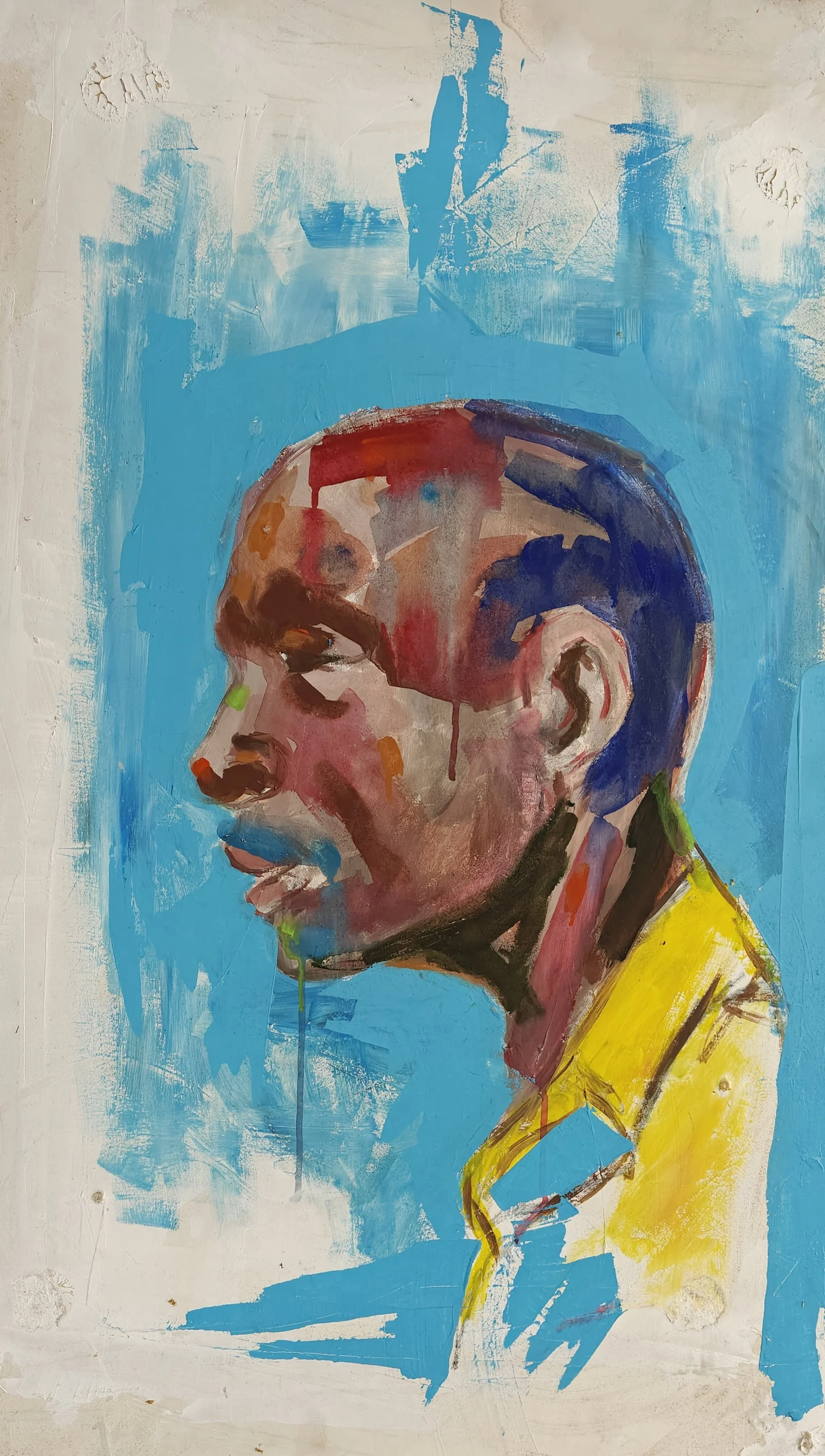 Attesa - 2017 - Ciclo Migranti. Acrilico su legno. cm 121 x 60