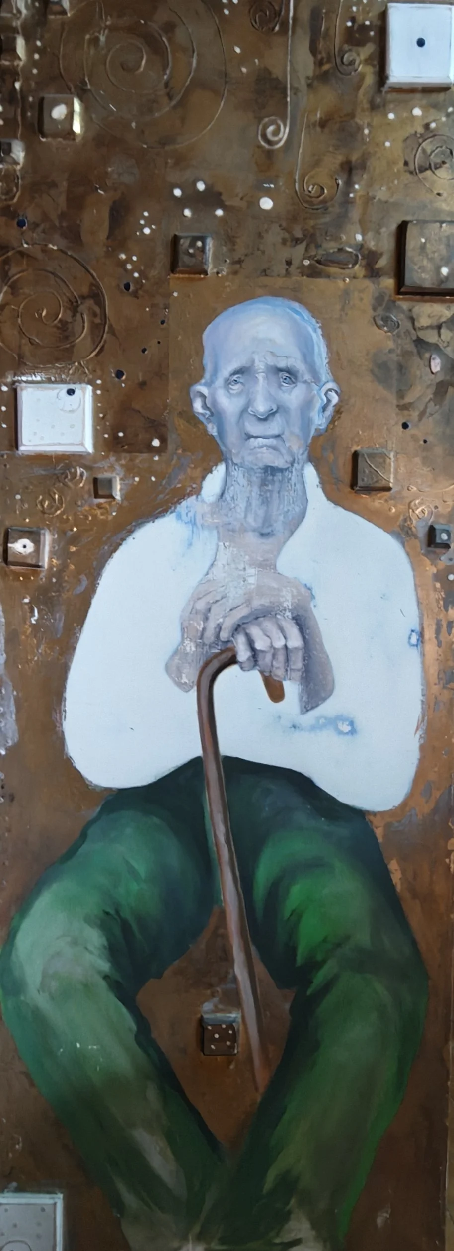 Nonno - 2005 - Acrilico e foglia oro su legno. cm 140 x 60