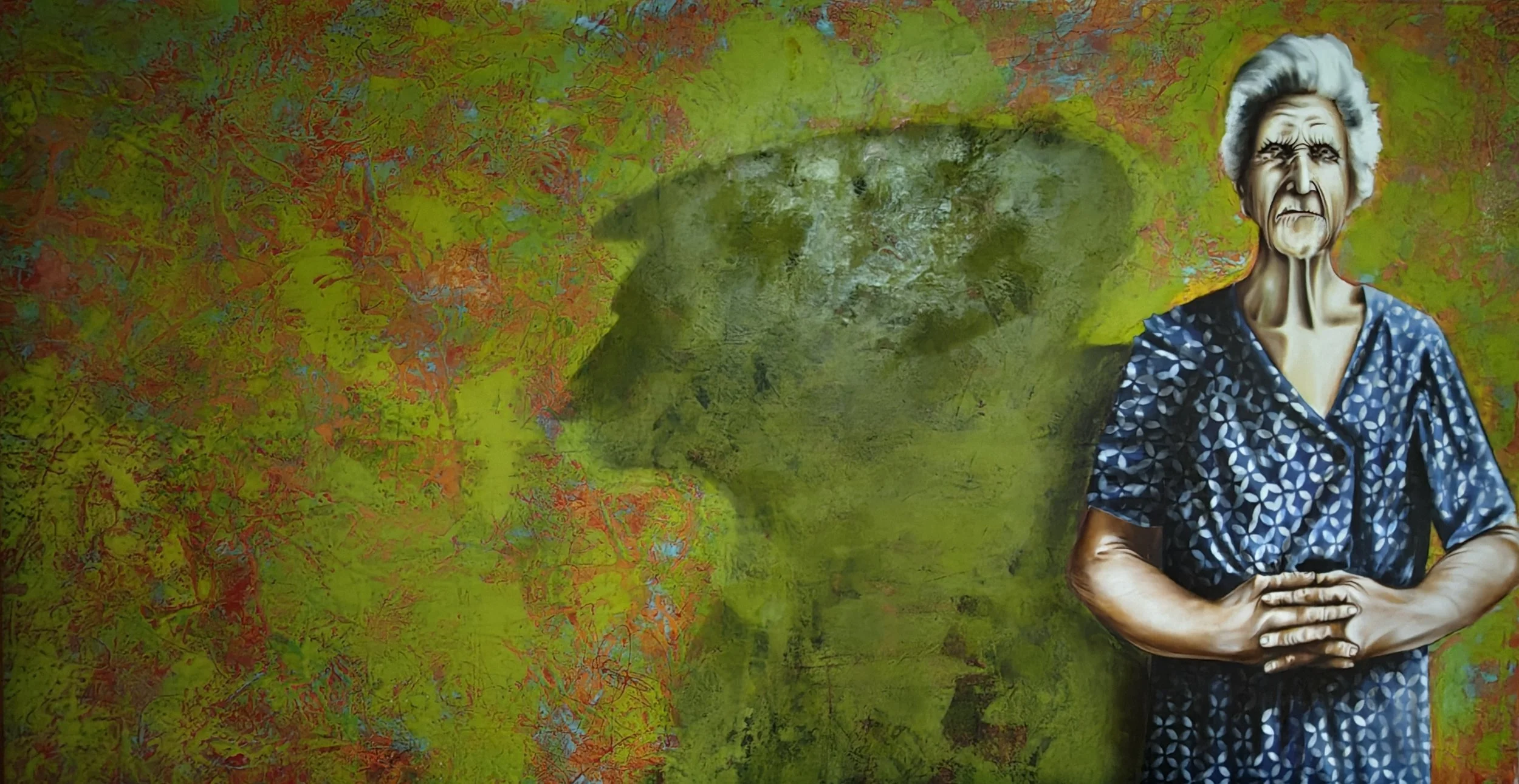 Aspettando il Santo - 2007 - Olio e smalto su tela. cm 160 x 250. Collezione Privata