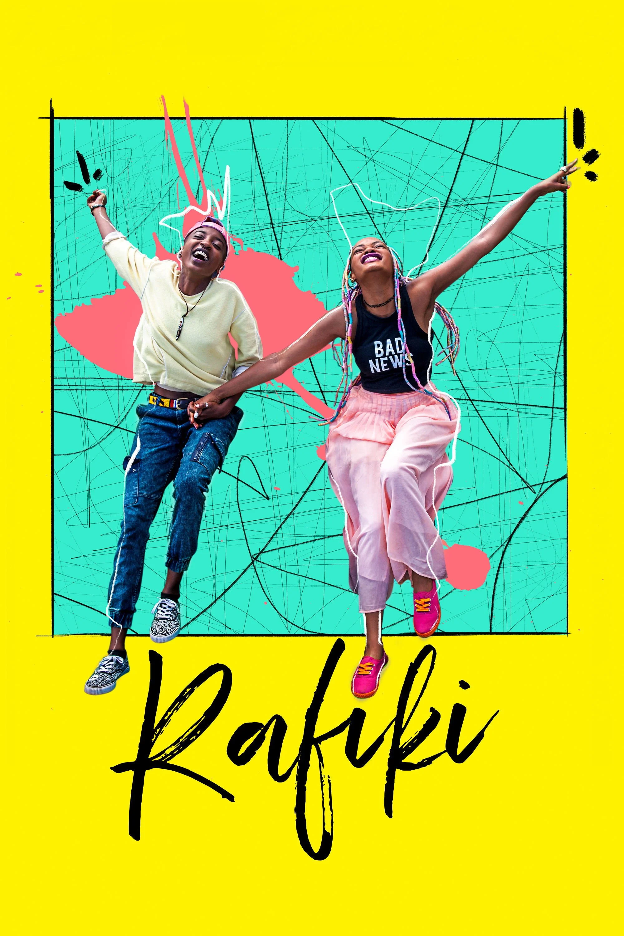 A movie poster for Rafiki, a 2018 film about a lesbian relationship in Nairobi Kenya.