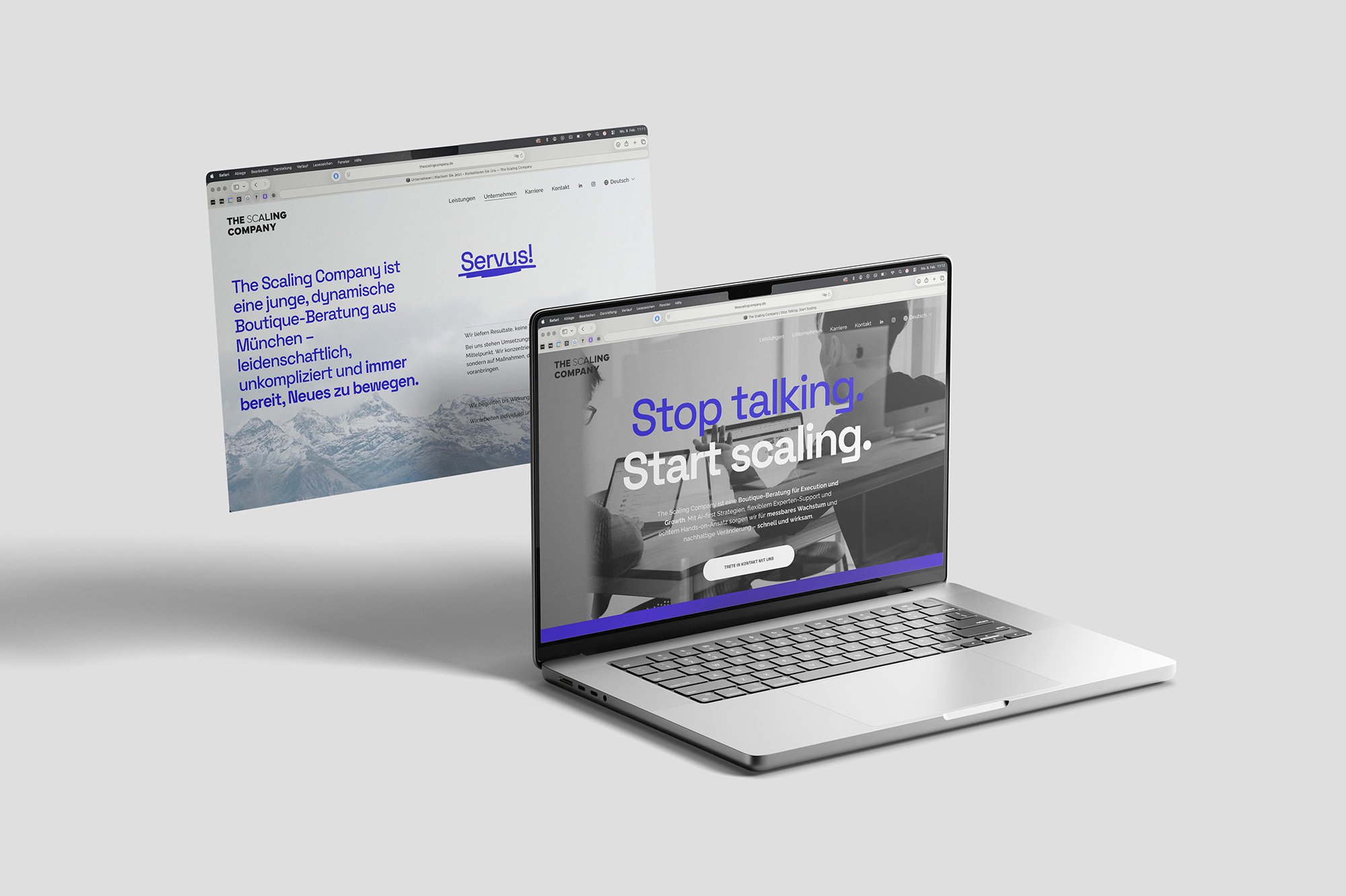 Ein Laptop mit der Website The Scaling Company geöffnet