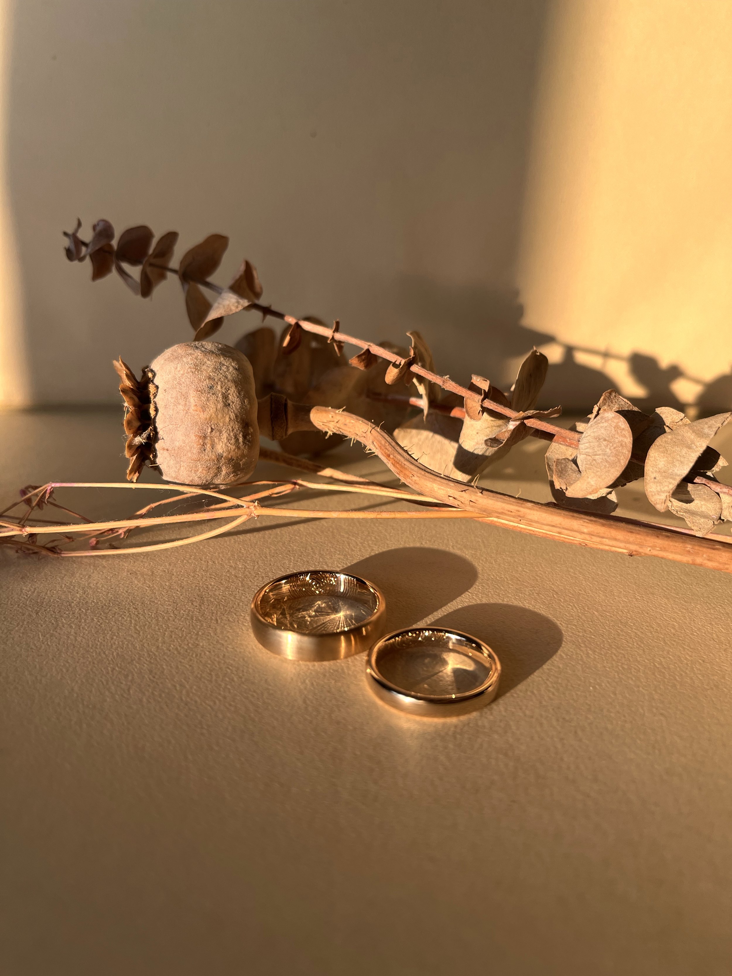 Trauringe, 585/- Rosegold mit Fingerprint Gravur