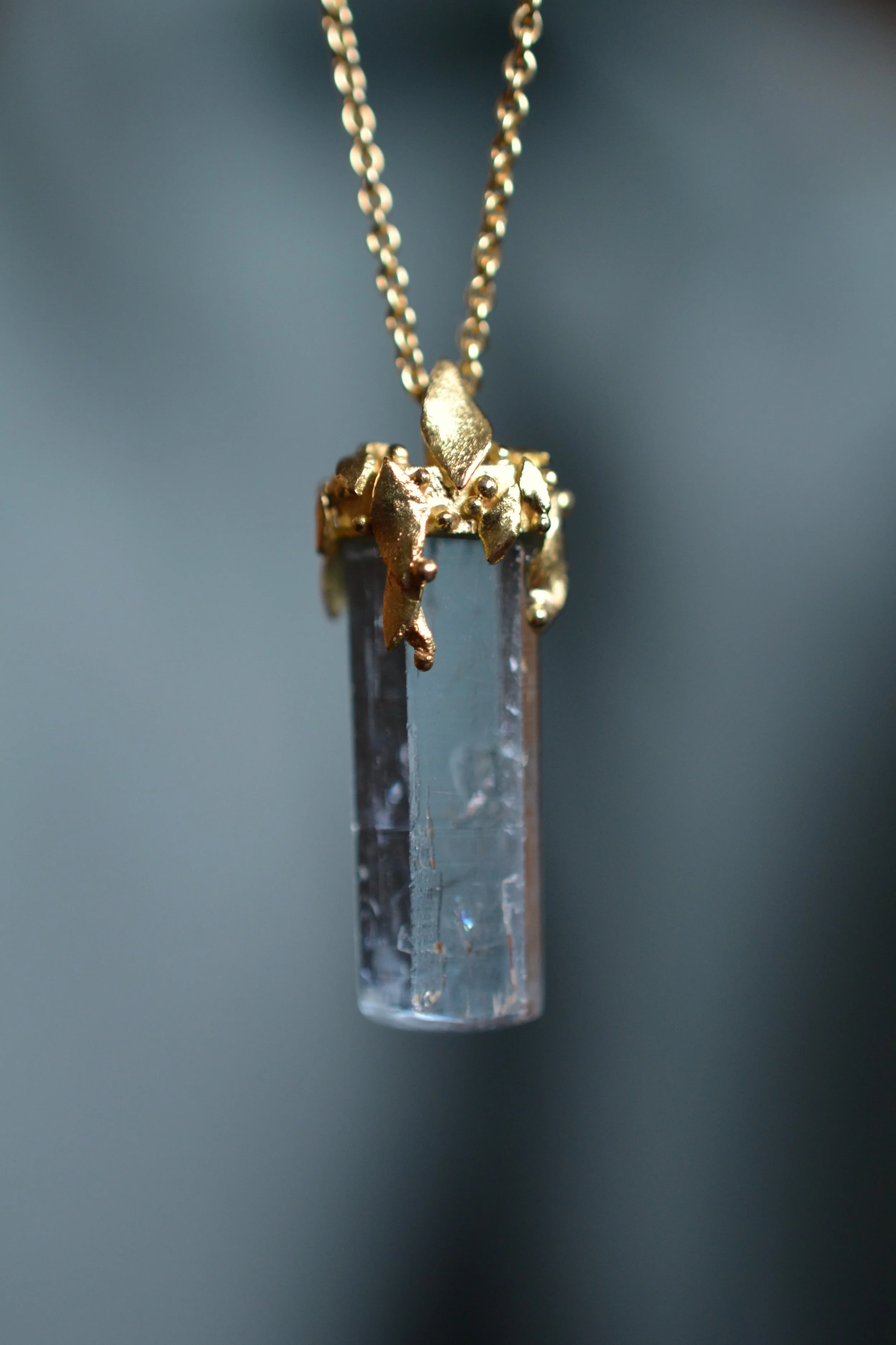 Wasserfall Anhänger, 750/- Gold, Aquamarin