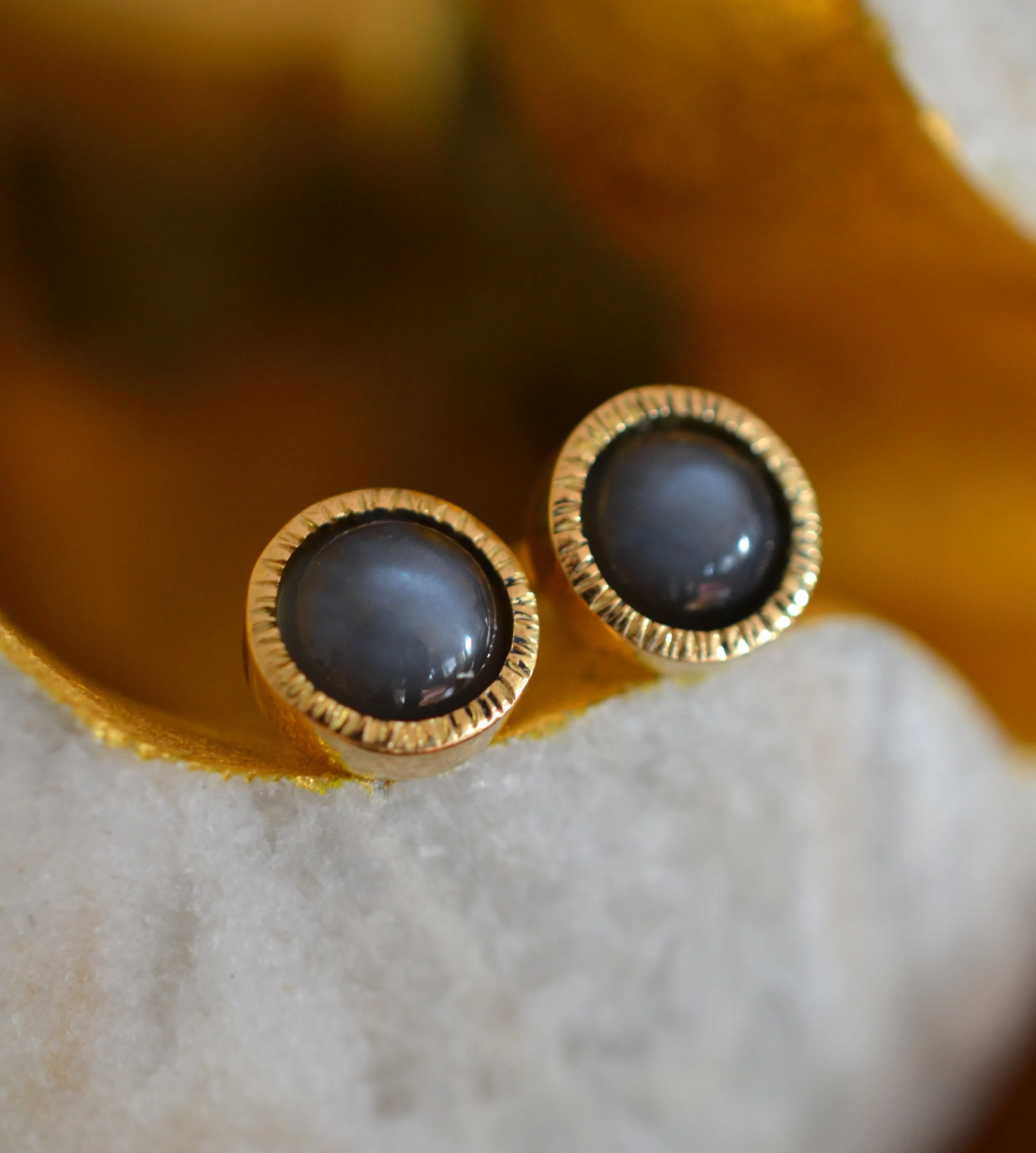 Ohrstecker, 750/- Gold, Mondstein