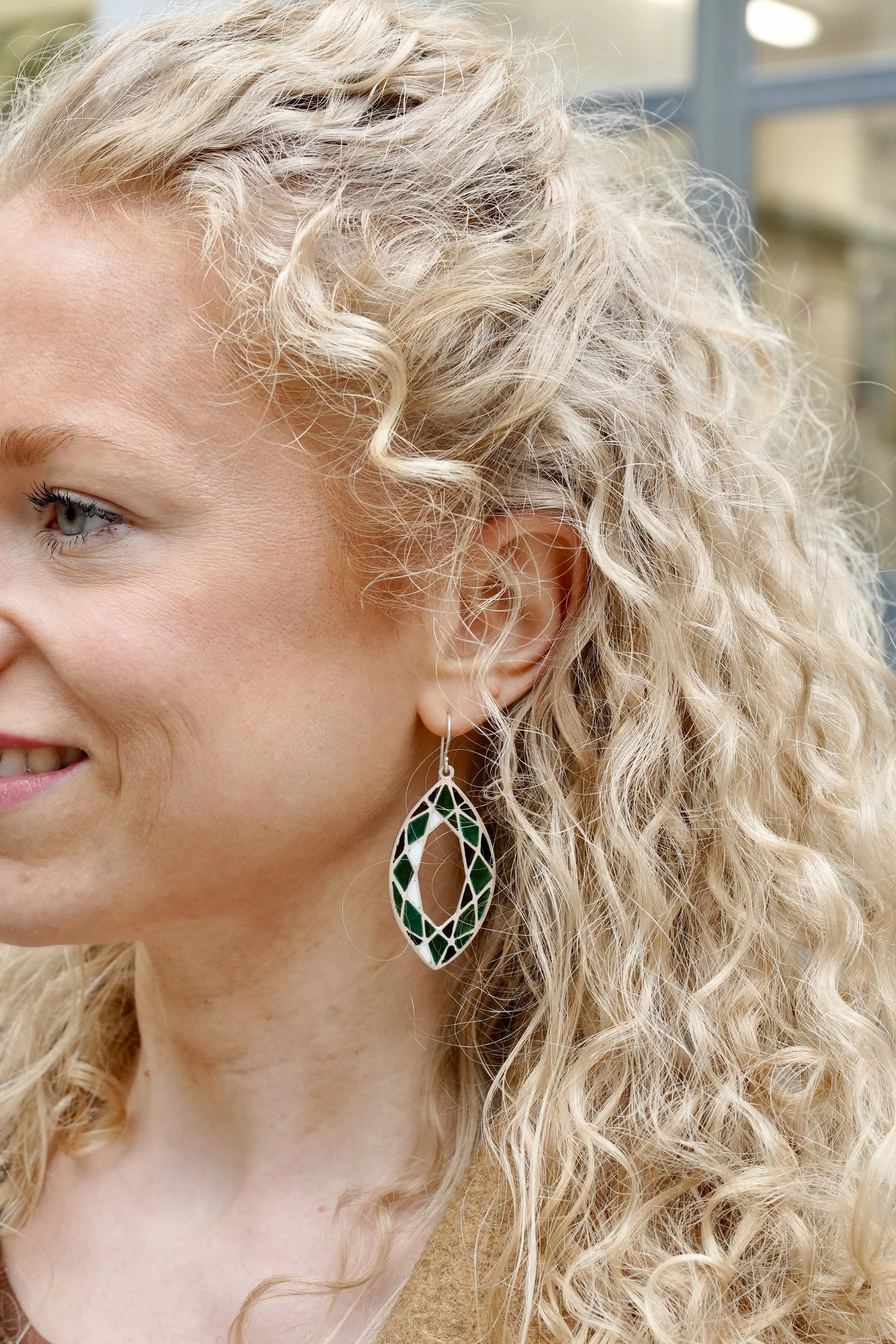 Ohrhänger, 925/- Silber, Fentsteremail