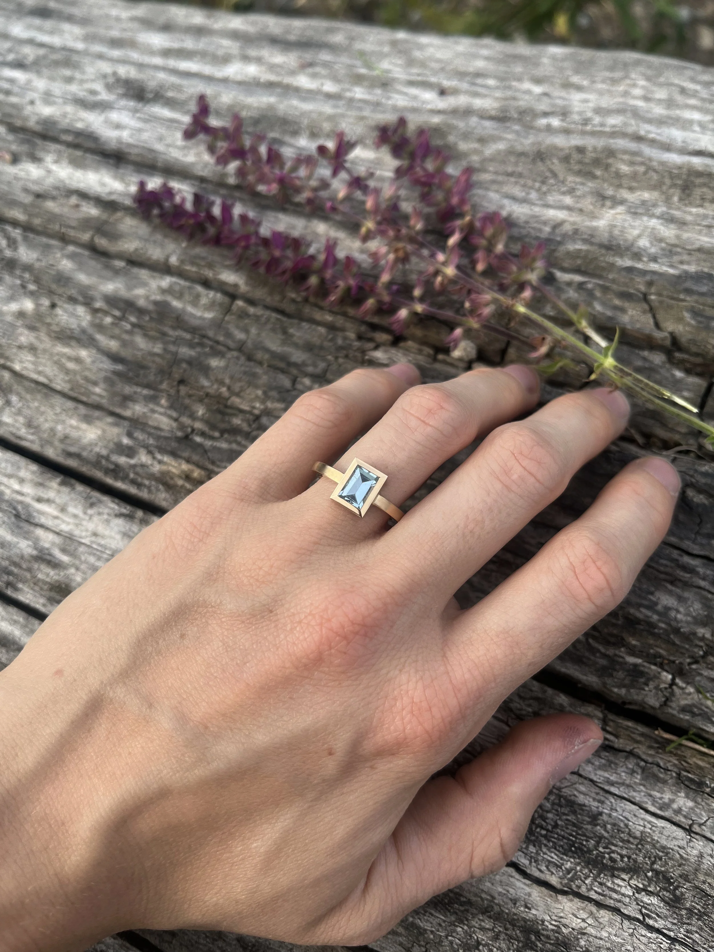 Ring, 585/- Rosegold, Aquamarin