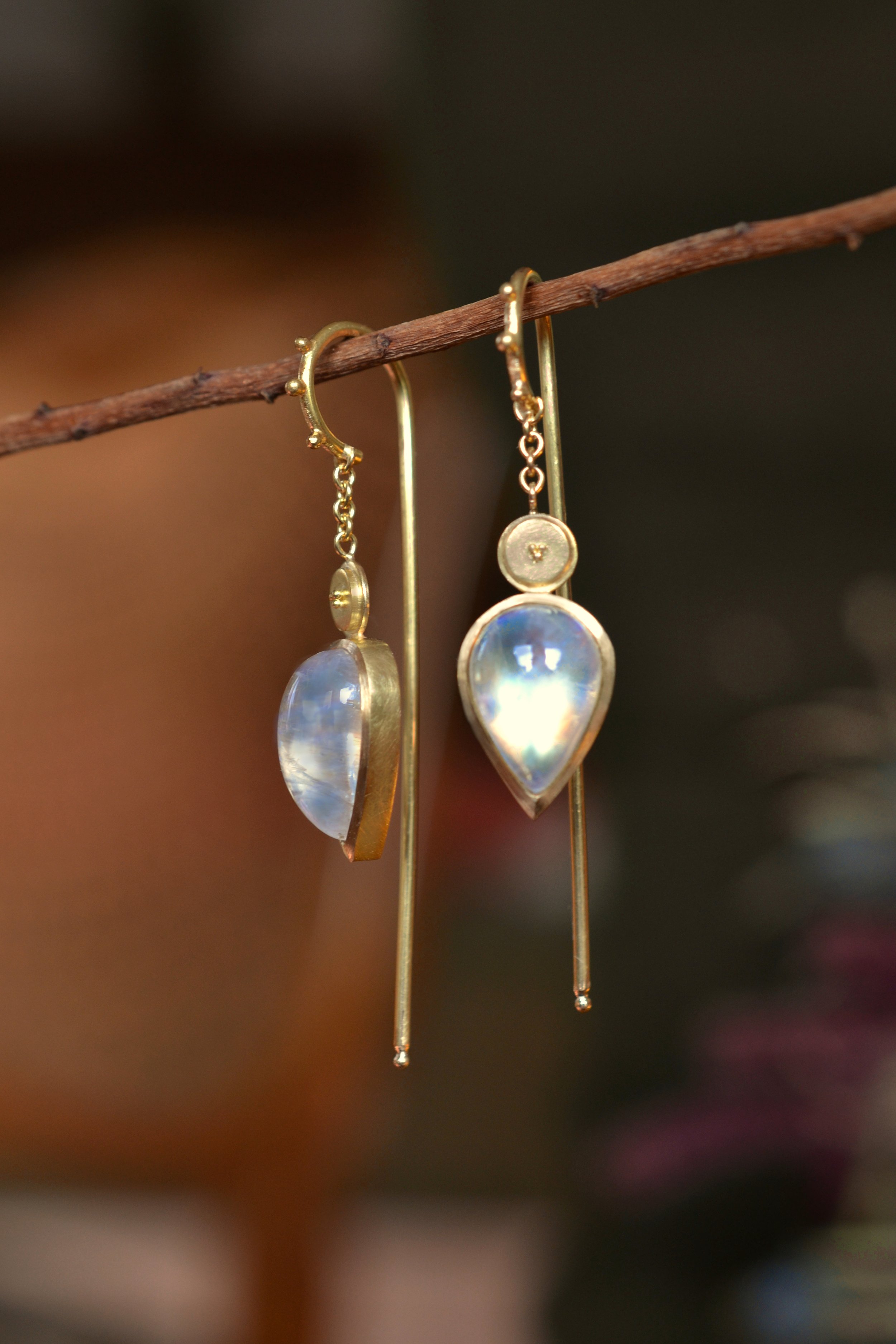 Ohrhänger , 750/- Gold, Mondstein