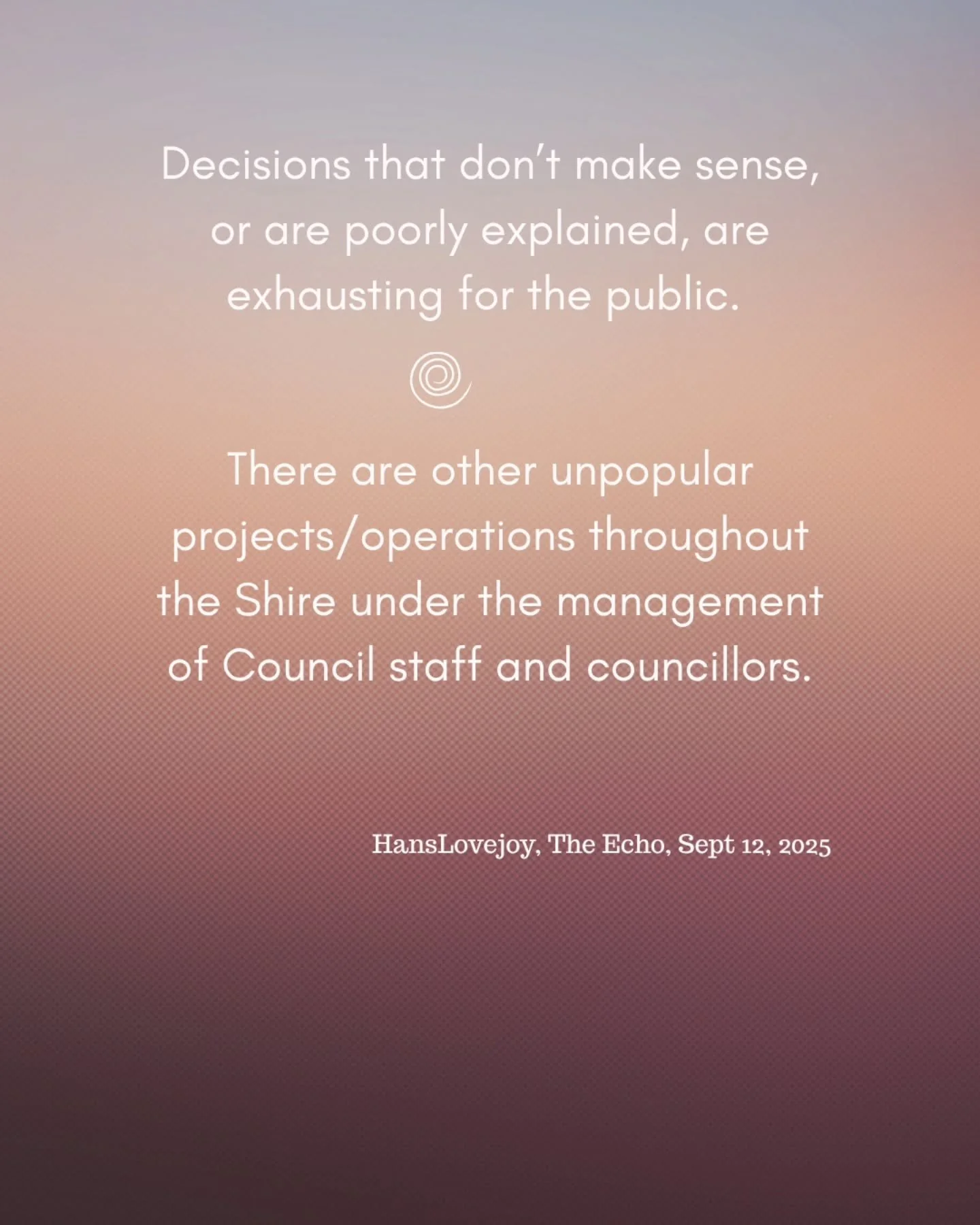 The centre will not hold .... extracts from a recent editorial in our local, independent newspaper.
 #linkinbio for the full article - Dial before you dig. 
.
.
.
#byronshire 
#byronlocalnews
#byronshirecouncil 
#sepnotasolution 
#developmentissues