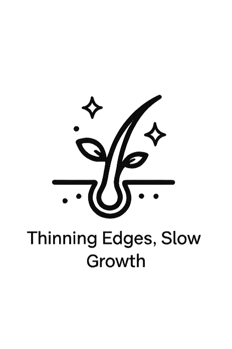 Thinning edges loc growth illustration – weak edges from loc tension, natural hair growth support for locs