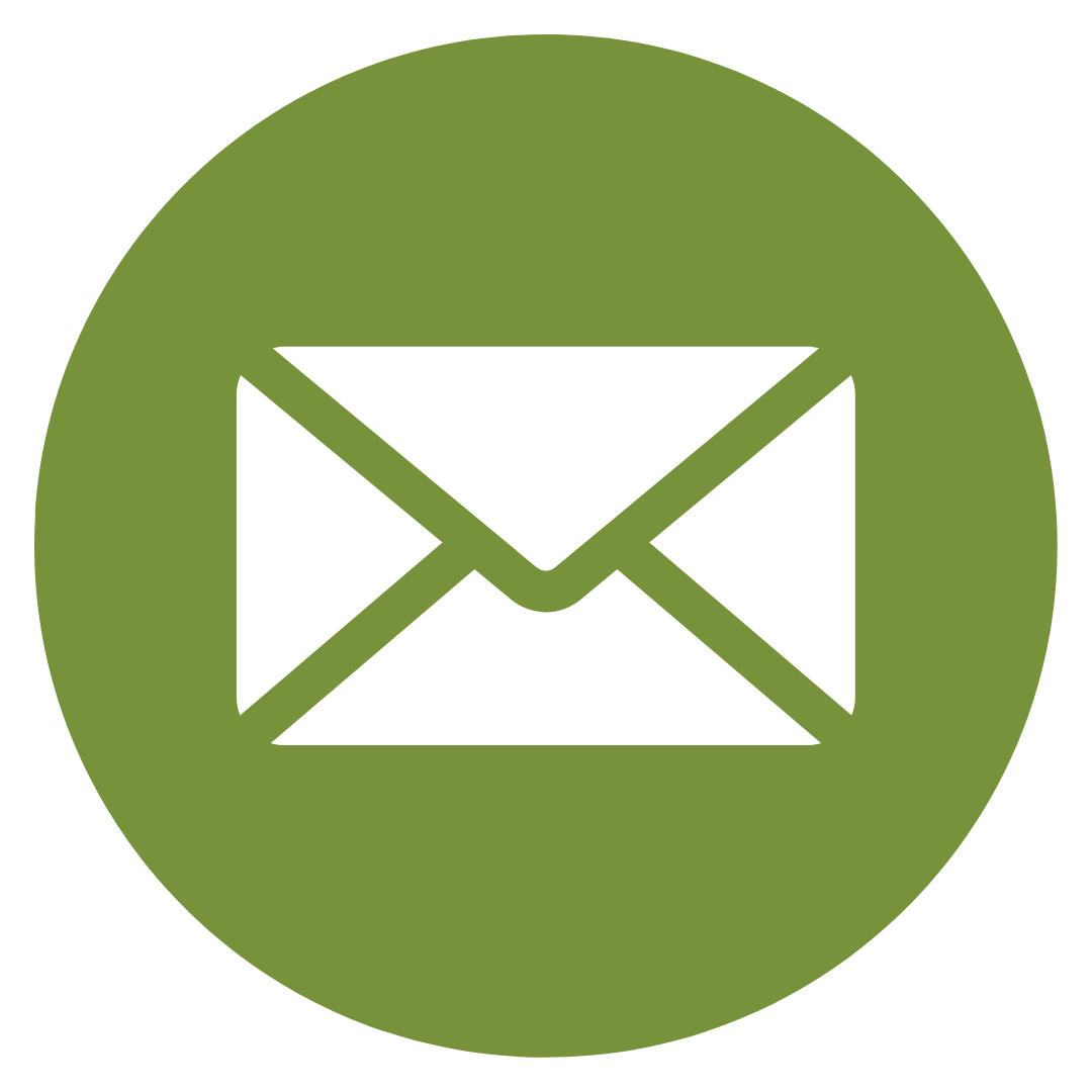 Green circle with a black envelope icon in the center, representing email or messaging.
