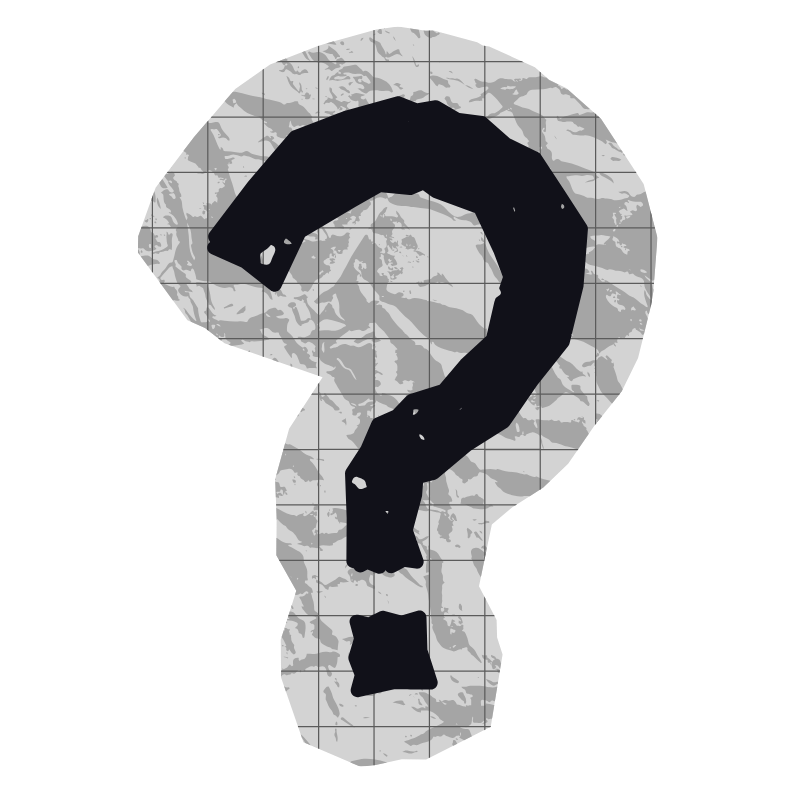 Image of a question mark cut on with a grid paper background