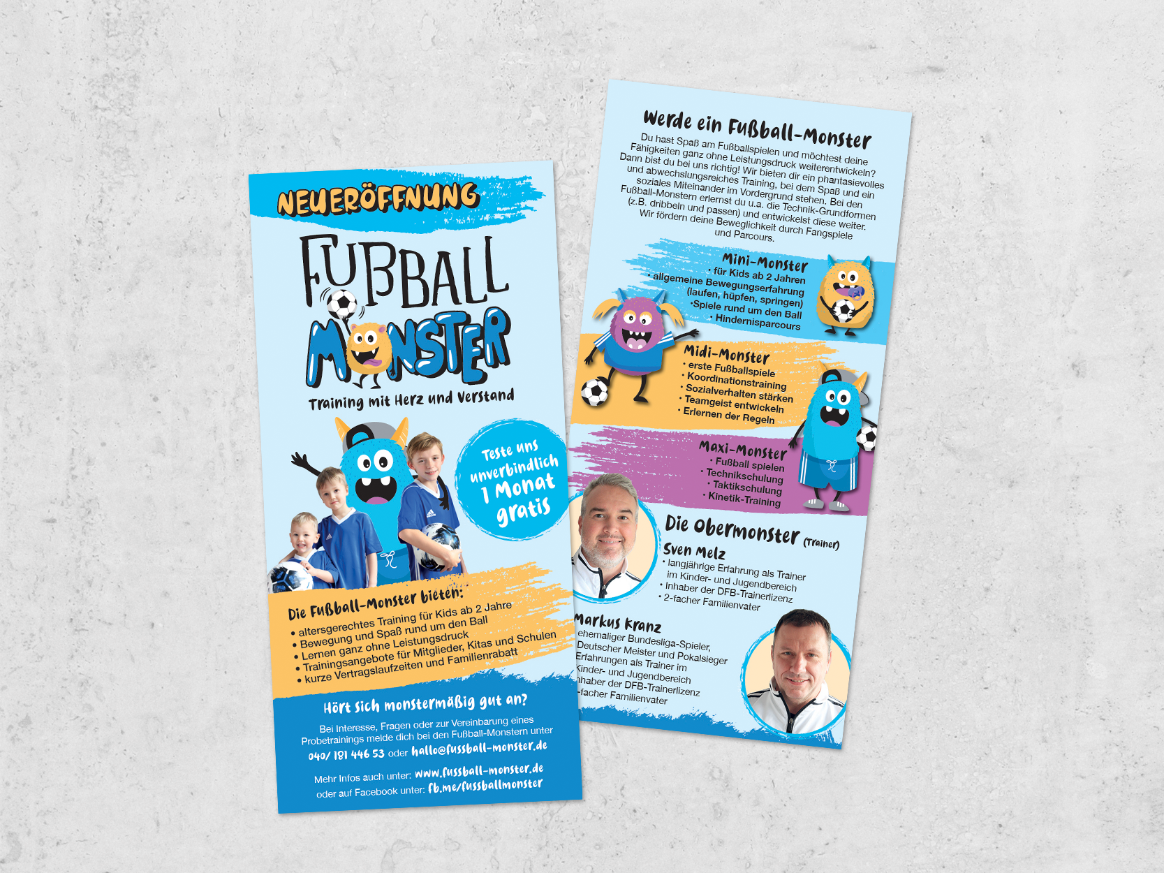 Fussball-Monster Flyergestaltung Fussballschule