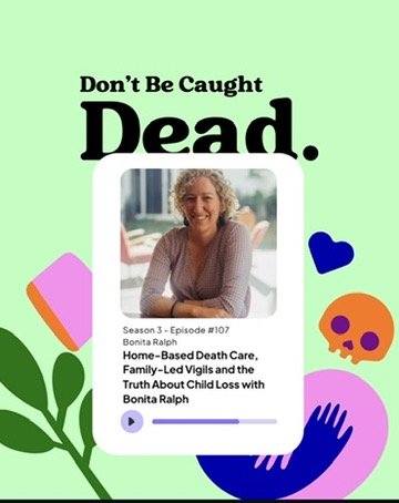 Don't be Caught Dead Podcast cover episode with portrait of Bonita Ralph with arms folded. Season 3, Episode #107