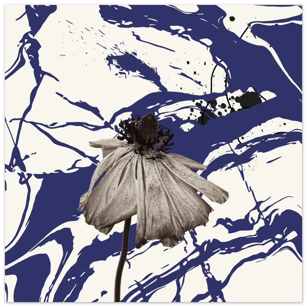 Fluent Blue Flower Print