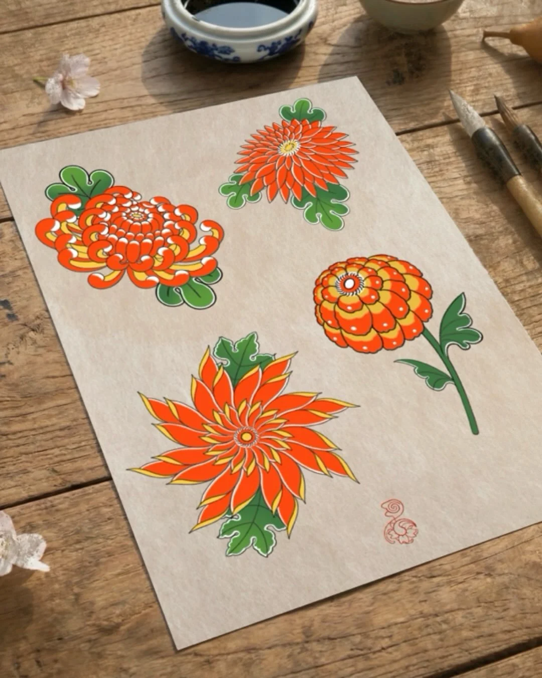 🧡 &bull; Chrysanthemums &bull;💛

~ All available for tattooing, discounted pricing for these types of styles!
In 2026 I want to focus on expanding my knowledge into oriental type of drawings and tattooing. Don&rsquo;t hesitate to contact me if you 