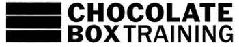 three black rectangles with the words chocolate box training in all caps bold font beside them