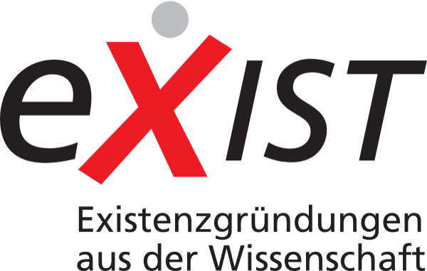 The word 'exIST' with the letter 'X' in red, and the phrase 'Existenzgründungen aus der Wissenschaft' in German below.
