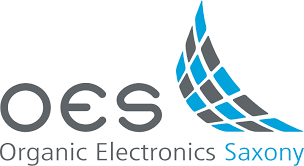 Logo of Organic Electronics Saxony with stylized blue and gray design.