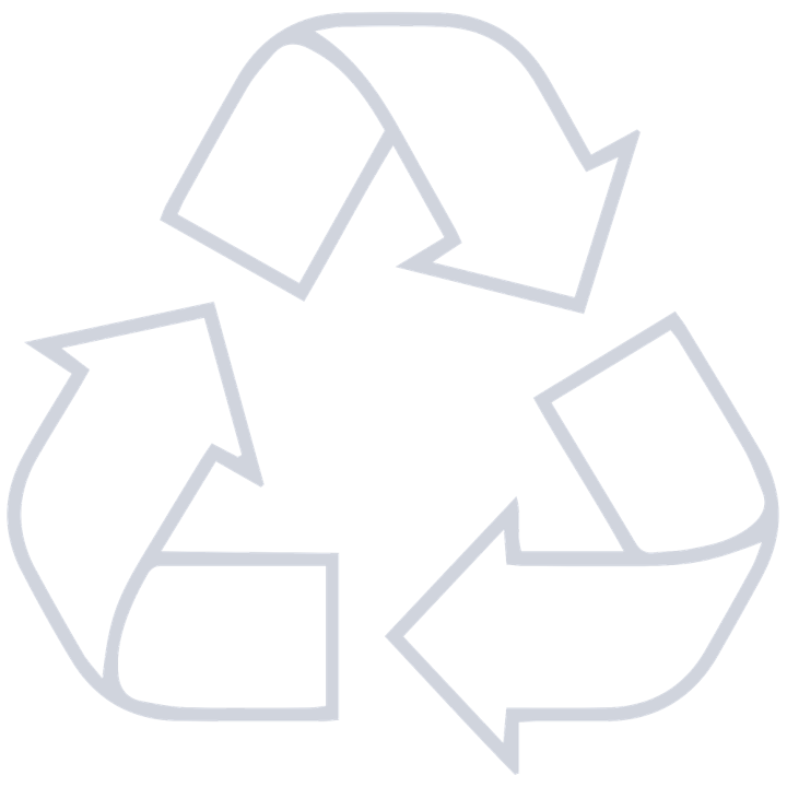 A gray recycling symbol with three arrows forming a triangle, indicating recycling or reuse.