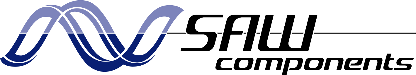 Logo with black background, featuring intertwined purple and blue lines forming a wave-like symbol, followed by the letters 'SAW' in white, outlined in black.