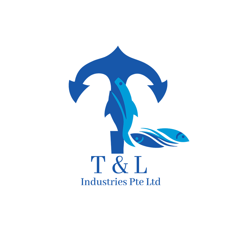 A logo featuring a stylized blue fish and an anchor with a fish tail, with the text 'T & L Industries Pte Ltd' underneath.