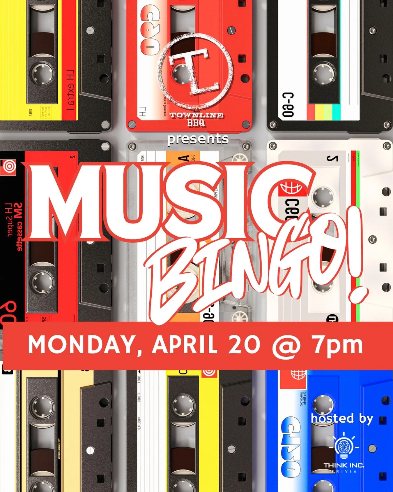 Tune in to @townlinebbq on Monday, April 20 at 7pm for Music Bingo!

Instead of numbers, your card is filled with song titles&mdash;listen as the host plays the tunes, mark off what you hear, and shout &ldquo;BINGO!&rdquo; when you&rsquo;ve got the w