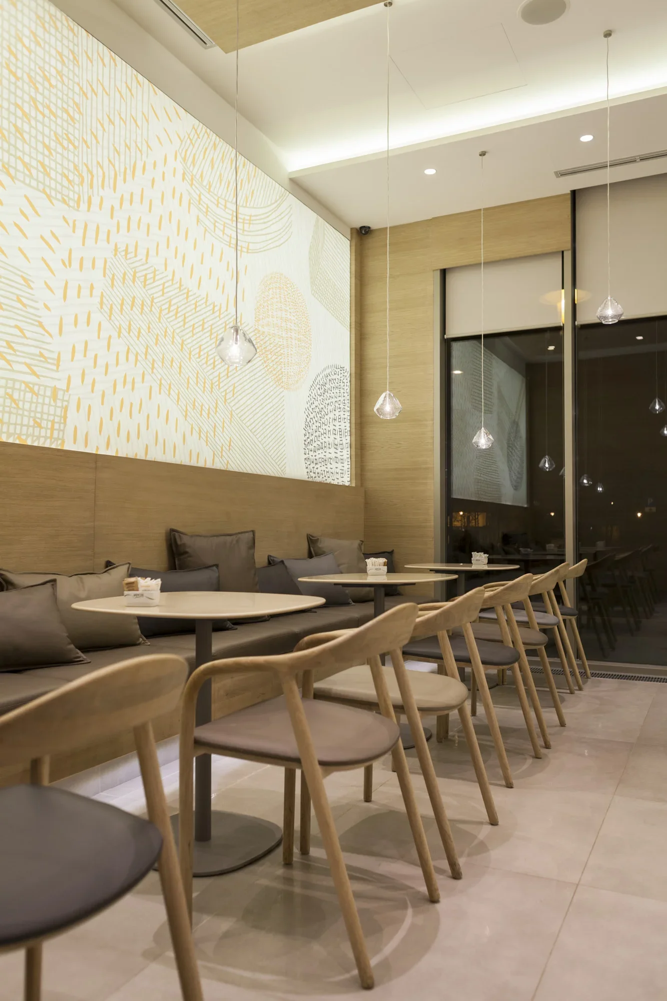 Plami hand-blown glass pendants in Vincek Bundek café