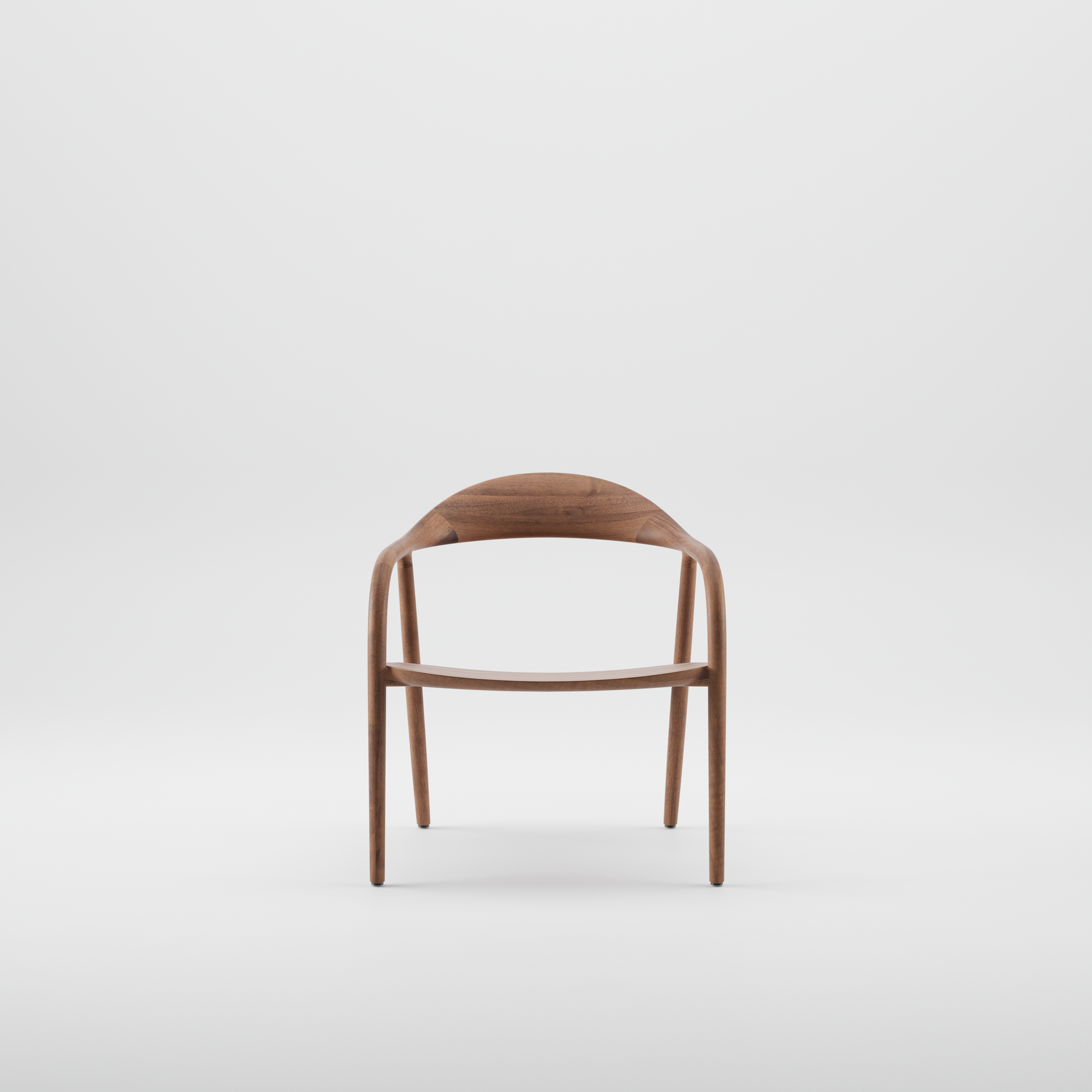 Neva Easy Chair with fluid wooden frame and arched backrest