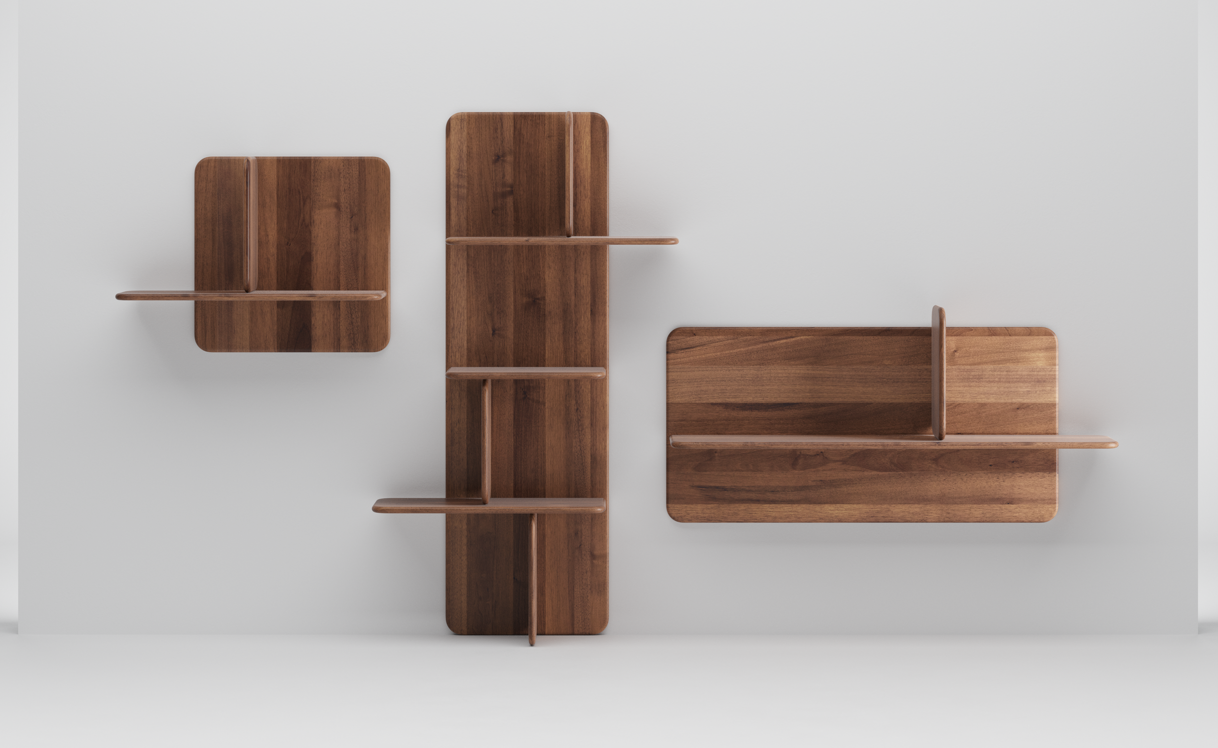 Soft Wall modular wooden shelving unit by Regular Company